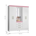 Ver imagem 7 de Conjunto Guarda Roupa e Cômoda Porta Bella 5 Portas 7 Gavetas MDP Branco Rosa Demóbile