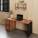 Ver imagem 3 de Nicho Parede Escritório 63cm X 28cm 2 Prateleiras F5 Office Cor:nogal com Preto