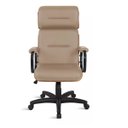 Ver imagem 2 de Cadeira Presidente Wood Bege Base Relax Acabamento em Madeira Premium