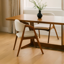 Ver imagem 2 de Cadeira de Jantar Madeira Maciça em Linho Estofada C/braço