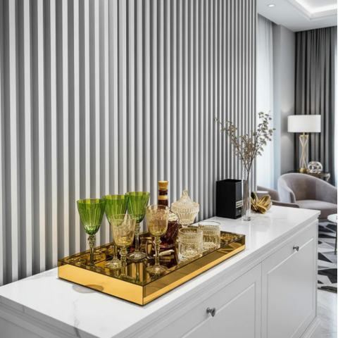 Bandeja Grande Dourada Espelhada Luxo Decoração