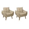 Kit 02 Poltrona Decorativa Opala e Puff Opala Suede Bege Linho SU DECOR - 2