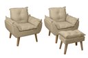 Ver imagem 1 de Kit 02 Poltrona Decorativa Opala e Puff Opala Suede Bege Linho SU DECOR