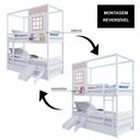 Ver imagem 5 de Treliche Infantil Casinha Reta com Grade Removível e Escorregador Madeira Maciça Branco/ Rosa