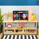 Ver imagem 1 de Rack de TV Industrial de Ferro e Madeira Style Square 3 Nichos Uno Natural e Preto
