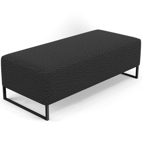Puff Decorativo Sala De Estar Cléo 90cm Base De Ferro Preto W01 Bouclê Preto - Lyam Decor
