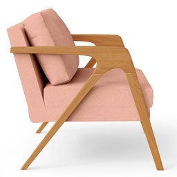 Kit 4 Poltronas Decorativas para Sala Estar Pietra Estrutura de Madeira L02 Linho Rosê - Lyam - 7