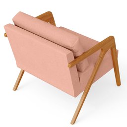 Kit 4 Poltronas Decorativas para Sala Estar Pietra Estrutura de Madeira L02 Linho Rosê - Lyam - 8