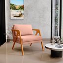 Ver imagem 2 de Kit 4 Poltronas Decorativas para Sala Estar Pietra Estrutura de Madeira L02 Linho Rosê - Lyam