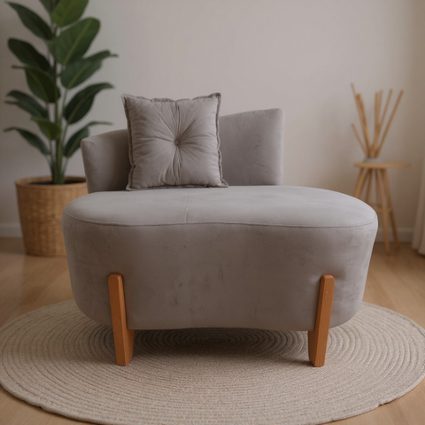 Namoradeira Sofá Feijão Luna 100cm Orgânica Bouclé Capuccino