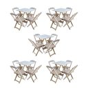 Ver imagem 1 de Kit 5 Conjuntos de Mesa Dobravel com 4 Cadeiras de Madeira 70x70 para Restaurante e Bar - sem Pintur