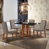 Conjunto Sala de Jantar Mesa Floripa Madeira Maciça 90x90cm Tampo Quadrado Vidro Preto com 4 Cadeira - 1