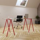 Ver imagem 1 de Escrivaninha de Vidro Itaim Cavalete Base Ferro Vermelho