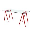 Ver imagem 2 de Escrivaninha de Vidro Itaim Cavalete Base Ferro Vermelho