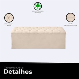 Recamier Bau Estofado Casal King Padrão Anita 195 Cm Veludo - 3
