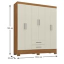Ver imagem 3 de Guarda-roupa Casal 6 Portas 2 Gavetas Natal Cinamomo/off White - Rodial