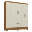 Ver imagem 2 de Guarda-roupa Casal 6 Portas 2 Gavetas Natal Cinamomo/off White - Rodial