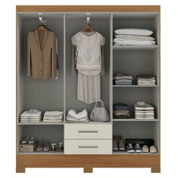 Guarda-roupa Casal 6 Portas 2 Gavetas Natal Cinamomo/off White - Rodial - 4