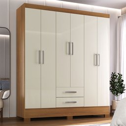 Guarda-roupa Casal 6 Portas 2 Gavetas Natal Cinamomo/off White - Rodial - 1