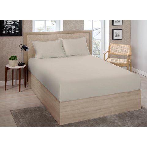 Lencol Casal (138) Avulso Liso Sortido C/ Elastico 70% Algodao 30% Poliester - Estamparia:kaki