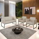 Ver imagem 2 de Sofá Namoradeira com 2 Poltronas Base Industrial Preto Marisa Veludo Luxo D03 - D’Rossi