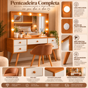 Ver imagem 2 de Penteadeira Camarim Anaísa com Espelho LED 5 Gavetas e Banqueta 100% MDF