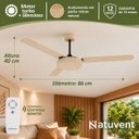 Ver imagem 5 de Ventilador de Teto com Controle Remoto Natuvent Vitta sem Luz 3 Pás MDF Palha Natural
