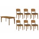 Ver imagem 1 de Sala de Jantar Completa Londrina C/ Tampo Madeirado Canto Curvo 180x90cm e 6 Cadeiras Havana