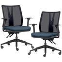Ver imagem 1 de Kit 2 Cadeiras de Escritório Giratória Diretor Flow F02 Base Preta Sintético Azul - Lyam Decor