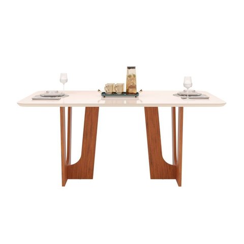 Mesa Jantar 6 Lugares 1,70x0,90 Dj Nala Freijo/ Tampo Vidro Off White
