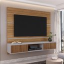 Ver imagem 3 de Painel para TV Âmbar 160cm MDF Ripado Cinamomo e Off White Bechara