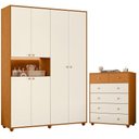 Ver imagem 1 de Guarda Roupa Infantil Vittoria 06 Portas e Cômoda Vittoria Cinamomo Off White - Móveis Albatroz