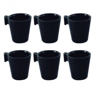 Jogo de Xicaras de Cafe Ceramica Black 6 Peças - Mimo