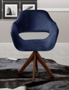 Ver imagem 1 de Poltrona Decorativa Zara Pé Giratório de Madeira Sala Recepção Azul Marinho