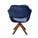 Ver imagem 5 de Poltrona Decorativa Zara Pé Giratório de Madeira Sala Recepção Azul Marinho