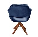 Ver imagem 5 de Poltrona Decorativa Zara Pé Giratório de Madeira Sala Recepção Azul Marinho