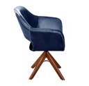 Ver imagem 4 de Poltrona Decorativa Zara Pé Giratório de Madeira Sala Recepção Azul Marinho