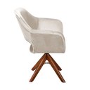 Ver imagem 4 de Poltrona Decorativa Zara Pé Giratório de Madeira Sala Recepção Bege Claro