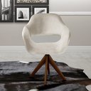 Ver imagem 1 de Poltrona Decorativa Zara Pé Giratório de Madeira Sala Recepção Bege Claro
