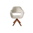 Ver imagem 2 de Poltrona Decorativa Zara Pé Giratório de Madeira Sala Recepção Bege Claro