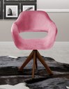 Ver imagem 1 de Poltrona Decorativa Zara Pé Giratório de Madeira Sala Recepção Rosa