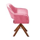 Ver imagem 4 de Poltrona Decorativa Zara Pé Giratório de Madeira Sala Recepção Rosa