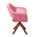 Ver imagem 4 de Poltrona Decorativa Zara Pé Giratório de Madeira Sala Recepção Rosa