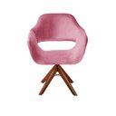 Ver imagem 2 de Poltrona Decorativa Zara Pé Giratório de Madeira Sala Recepção Rosa