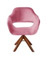 Ver imagem 2 de Poltrona Decorativa Zara Pé Giratório de Madeira Sala Recepção Rosa