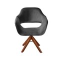 Ver imagem 2 de Poltrona Decorativa Zara Pé Giratório de Madeira Sala Recepção