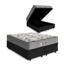 Ver imagem 1 de Cama Box Baú Casal Bipartido - Tecido Sintético Preto Colchão de Molas Ensacadas - Probel - Evolutio