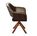 Ver imagem 4 de Poltrona Decorativa Zara Pé Giratório de Madeira Sala Recepção Marrom
