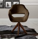 Ver imagem 1 de Poltrona Decorativa Zara Pé Giratório de Madeira Sala Recepção Marrom