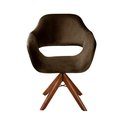 Ver imagem 2 de Poltrona Decorativa Zara Pé Giratório de Madeira Sala Recepção Marrom